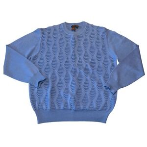 Vintage Tulliano Men's Blue Wool Blend Textured Sweater Crew‎ Neck Size M